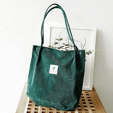 Load image into Gallery viewer, PUBGS Women Tote Female Casual Shoulder Bag Ladies Canvas Handbag High Capacity Foldable Reusable Corduroy Shopping Bag for Girl
