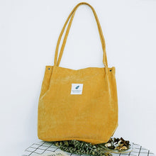 Load image into Gallery viewer, PUBGS Women Tote Female Casual Shoulder Bag Ladies Canvas Handbag High Capacity Foldable Reusable Corduroy Shopping Bag for Girl
