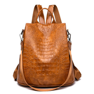 Female Backpack Casual For Women Pu Leather Backp Pack  Shoulder Cross Bags Travel School