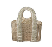 Load image into Gallery viewer, Women's Bohemian Bag with Pearl Ladies Hand Bags Straw Basket Large Tote Crossbody Messenger Bag for Womens Handbags and Purses
